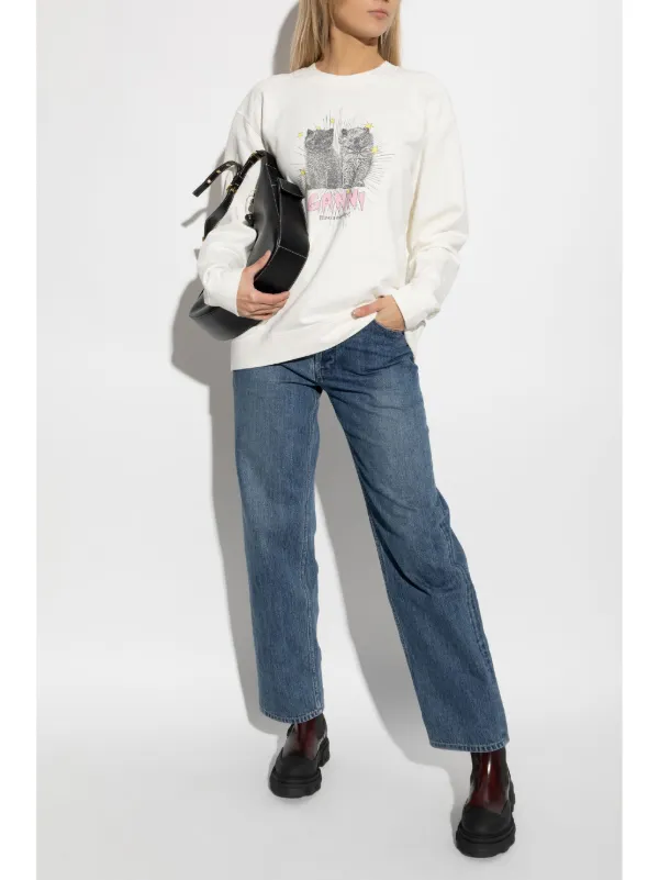 GANNI cats-print Sweatshirt | White | FARFETCH