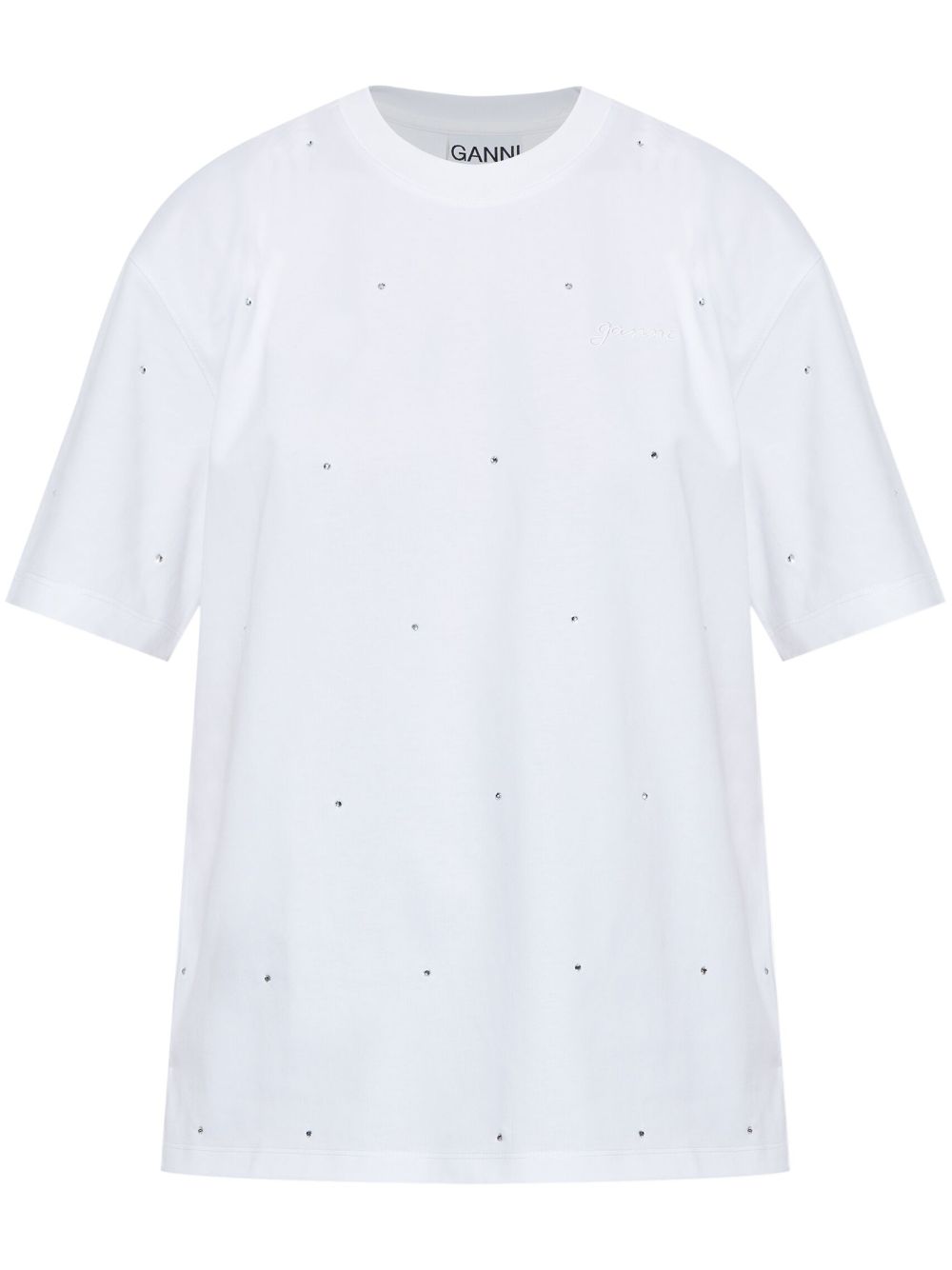 GANNI crystal-embellished T-shirt - White