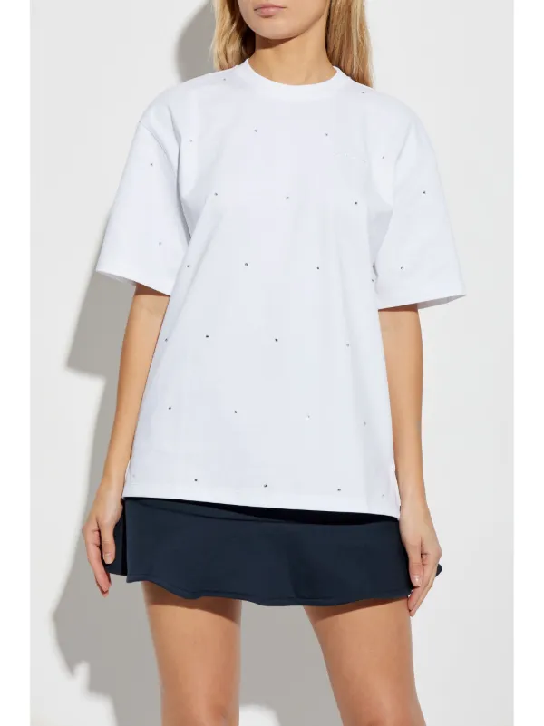 GANNI crystal-embellished T-shirt | White | FARFETCH