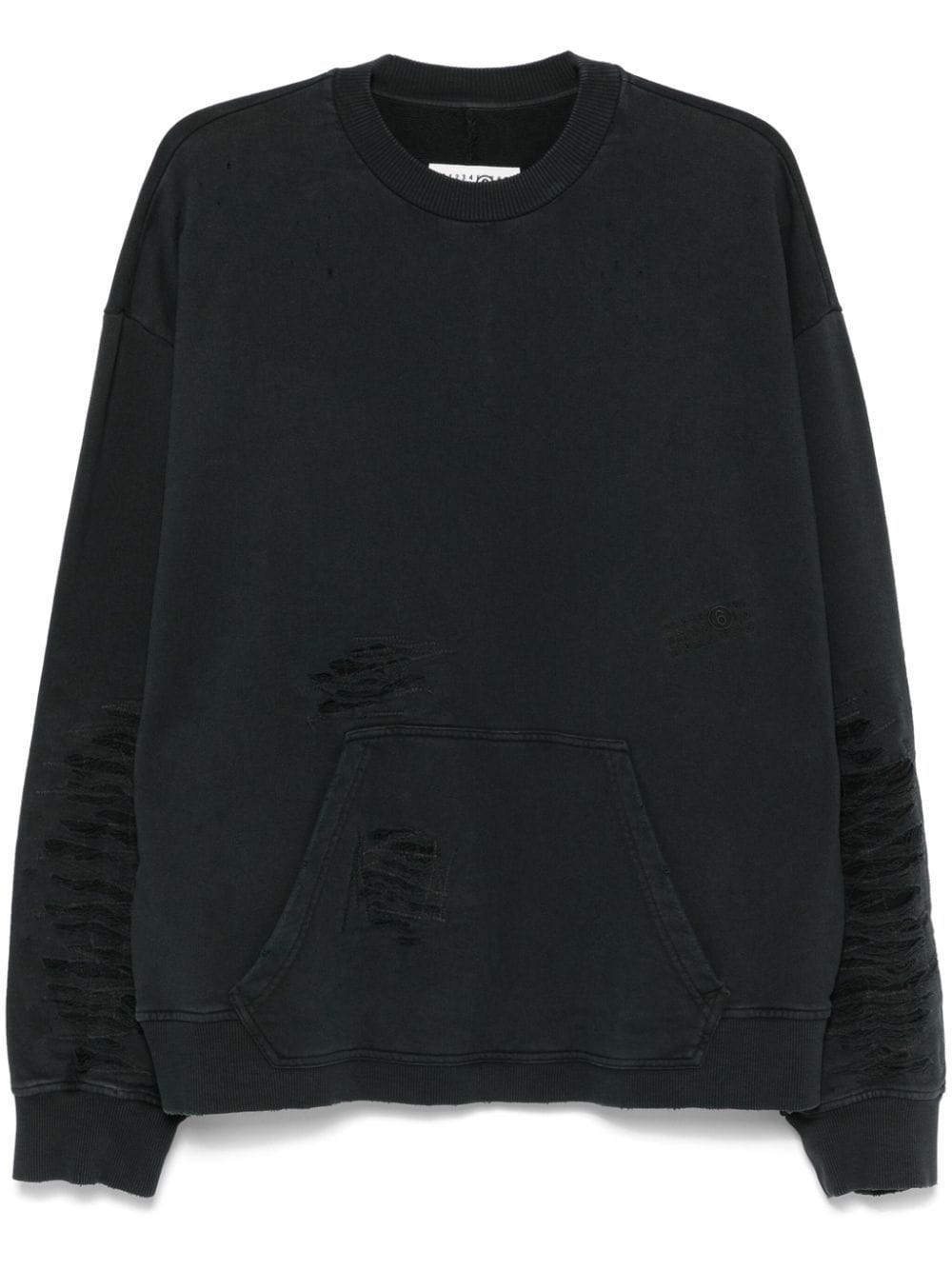 Shop Mm6 Maison Margiela Ripped Sweatshirt In Grey