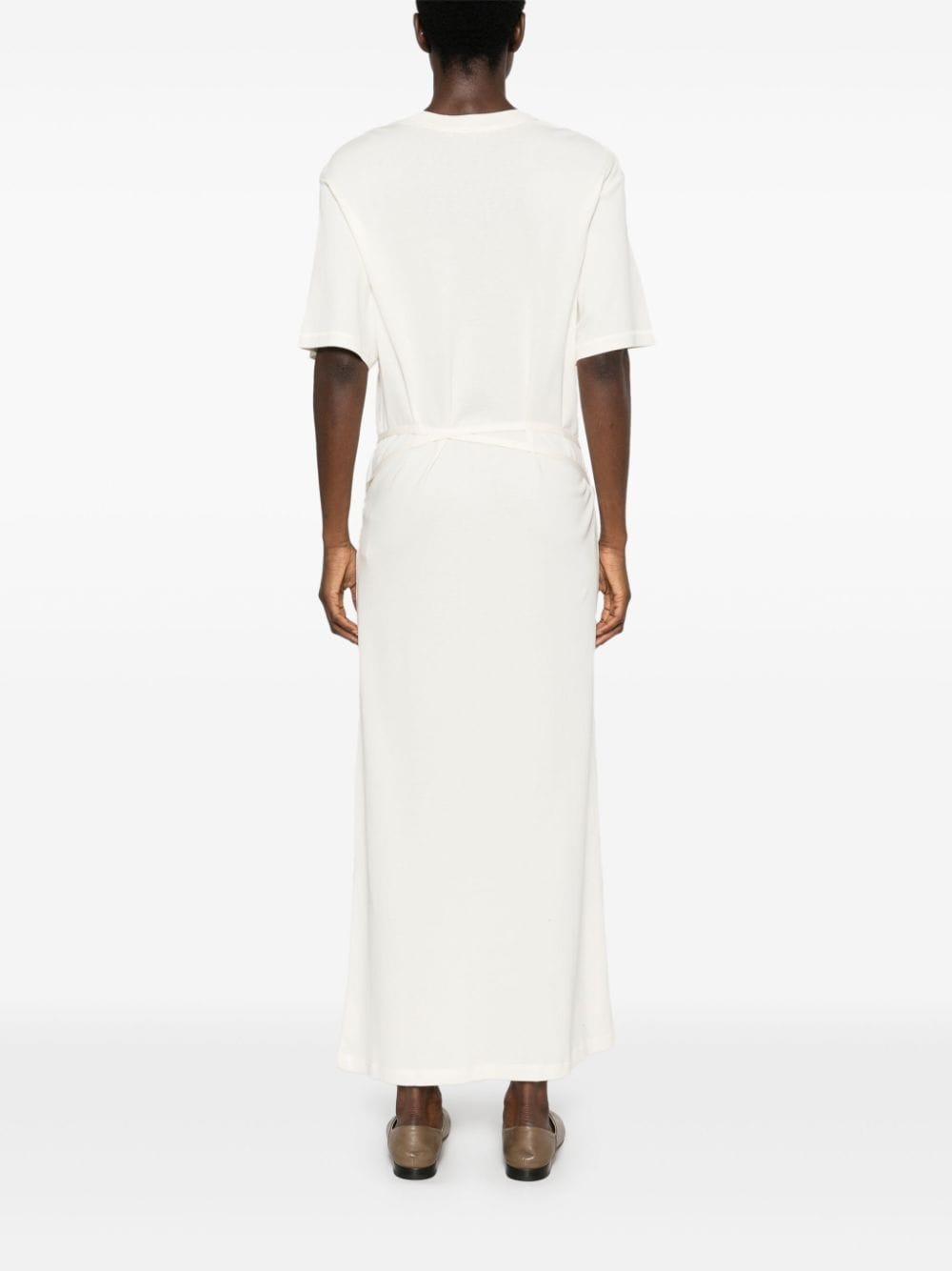 Shop Lemaire Belted Maxi Dress In Neutrals