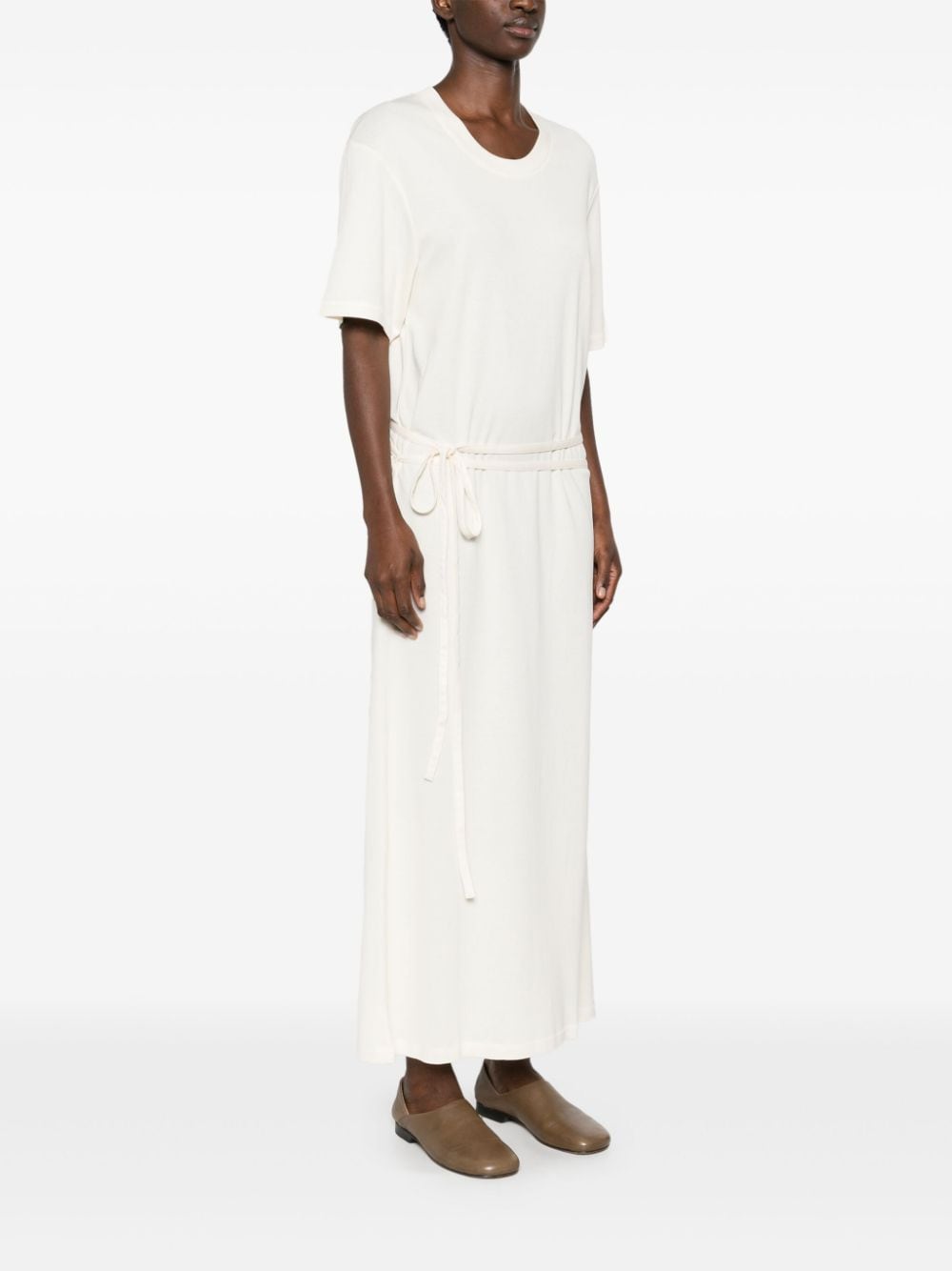 Shop Lemaire Belted Maxi Dress In Neutrals