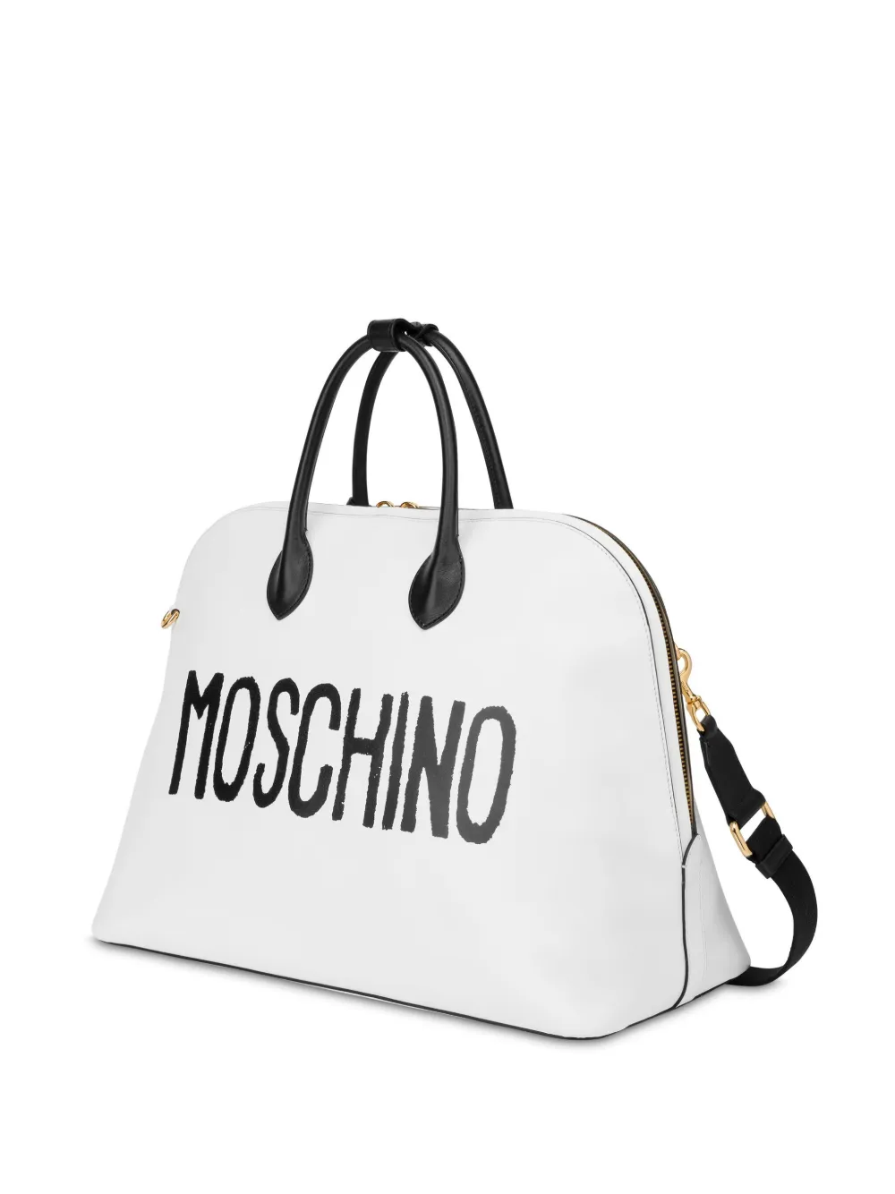 Moschino Leren shopper met logoprint - Wit