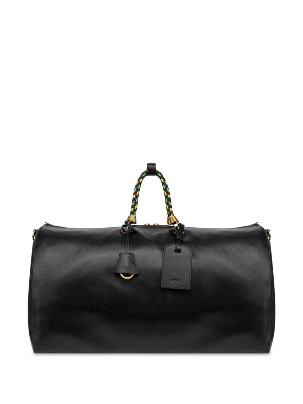 zip-up leather duffle bag