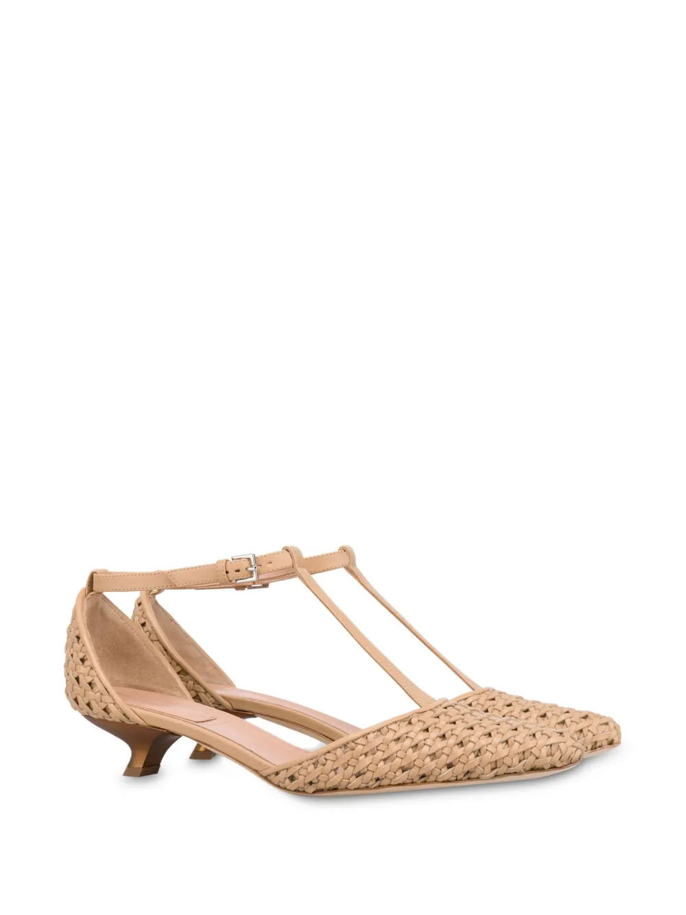 Alberta Ferretti Geweven pumps met T-bar - Beige