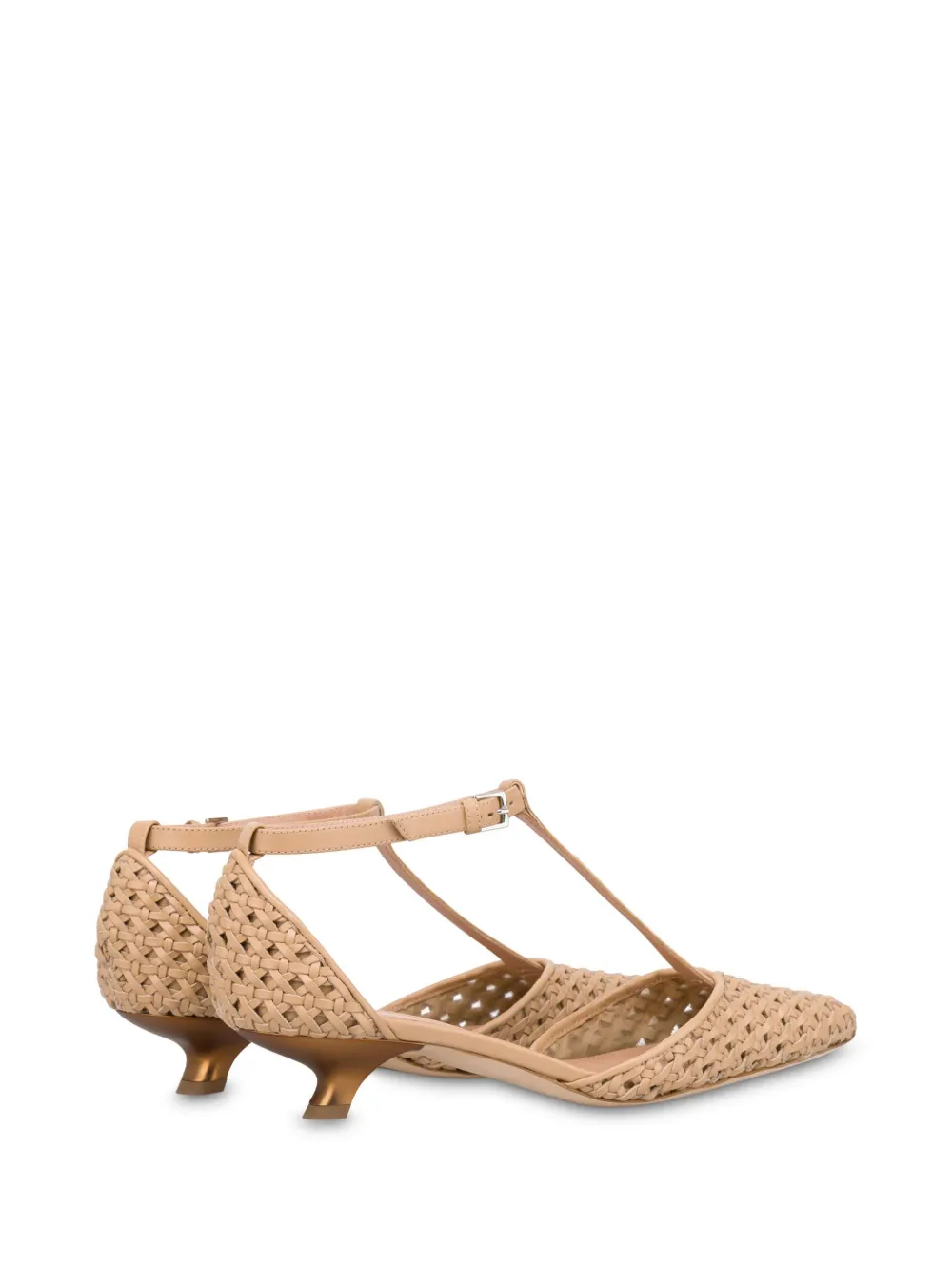 Alberta Ferretti Geweven pumps met T-bar Beige