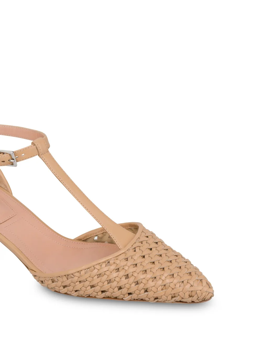 Alberta Ferretti Geweven pumps met T-bar Beige