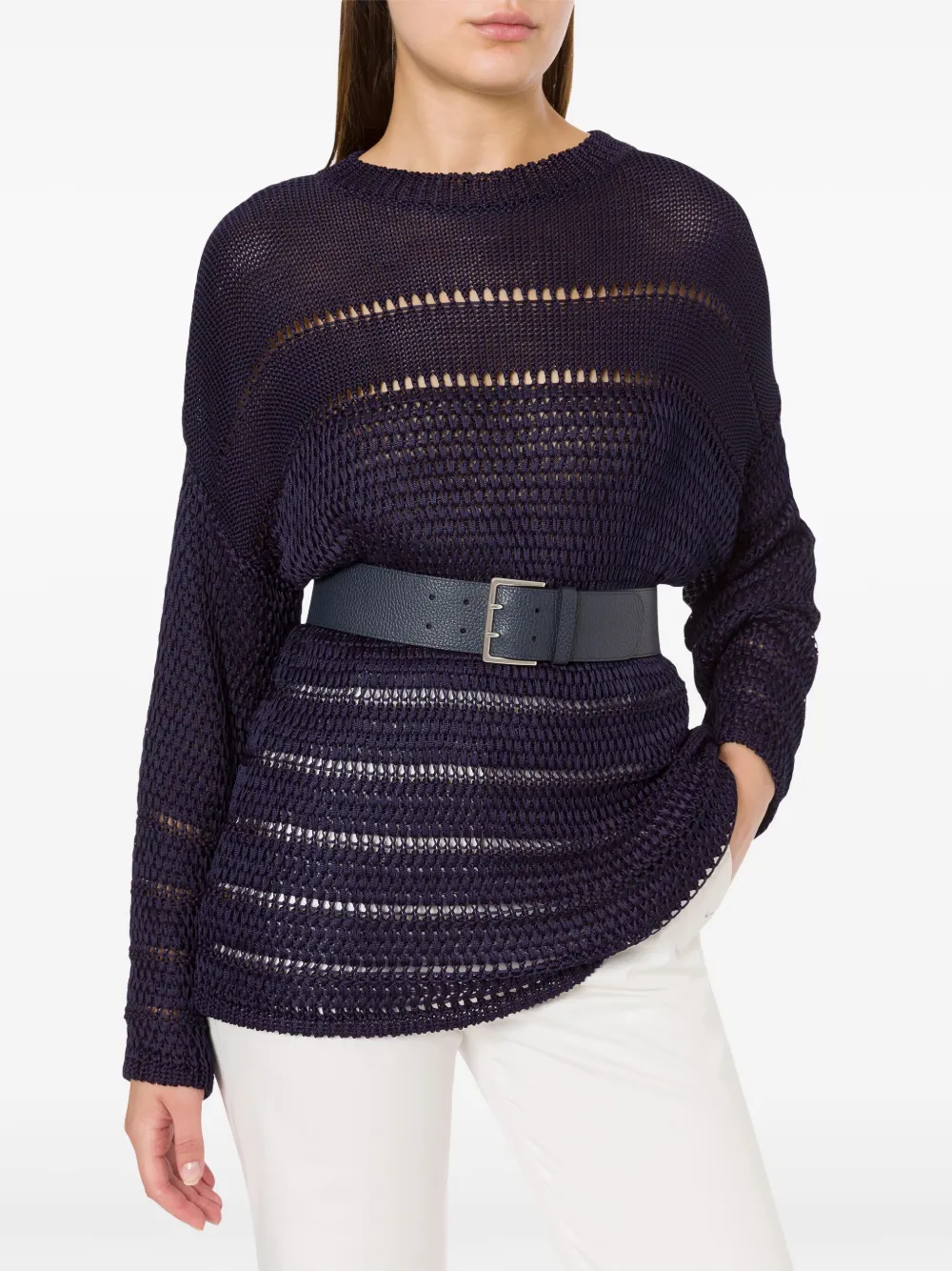 Alberta Ferretti Leren gespriem Blauw