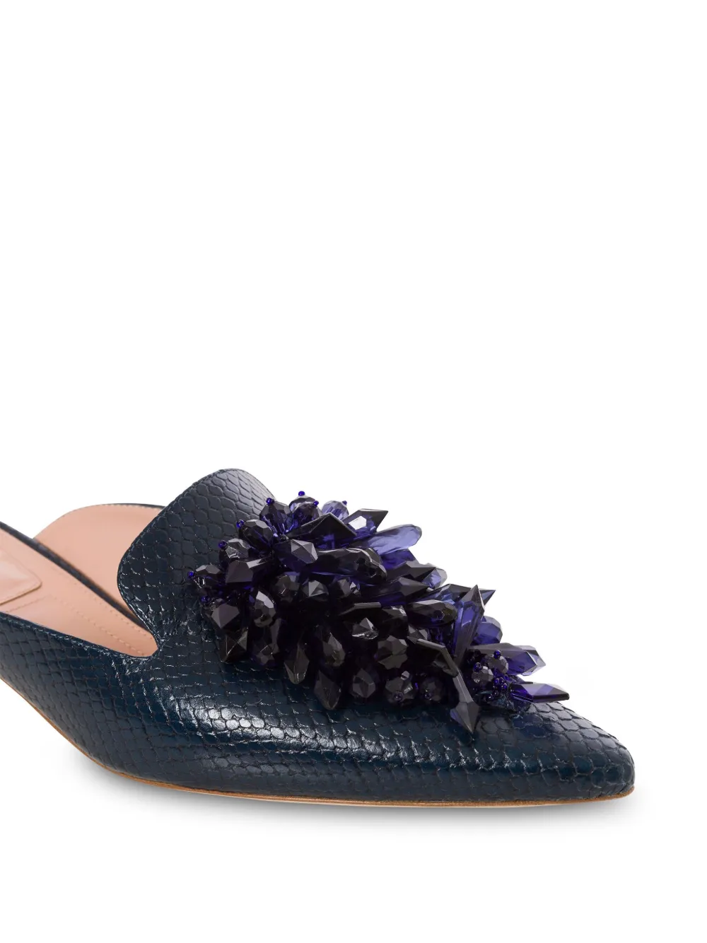 Alberta Ferretti embellished leather mules Blue