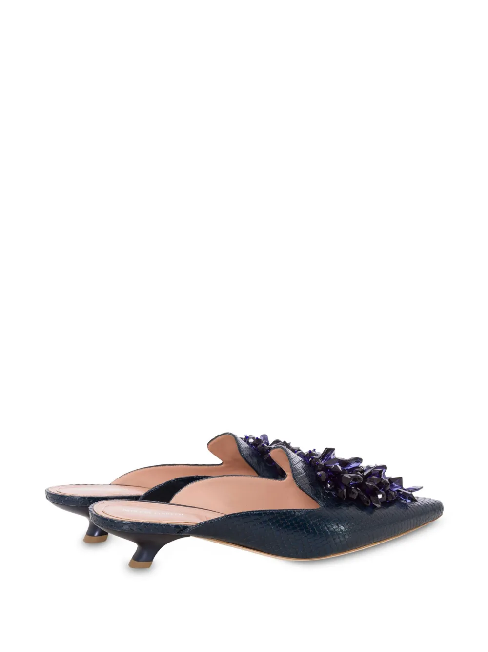 Alberta Ferretti embellished leather mules Blue