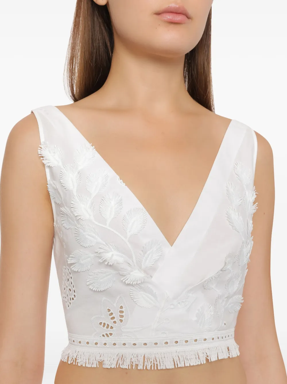 Alberta Ferretti Top met geborduurde bloemen Wit