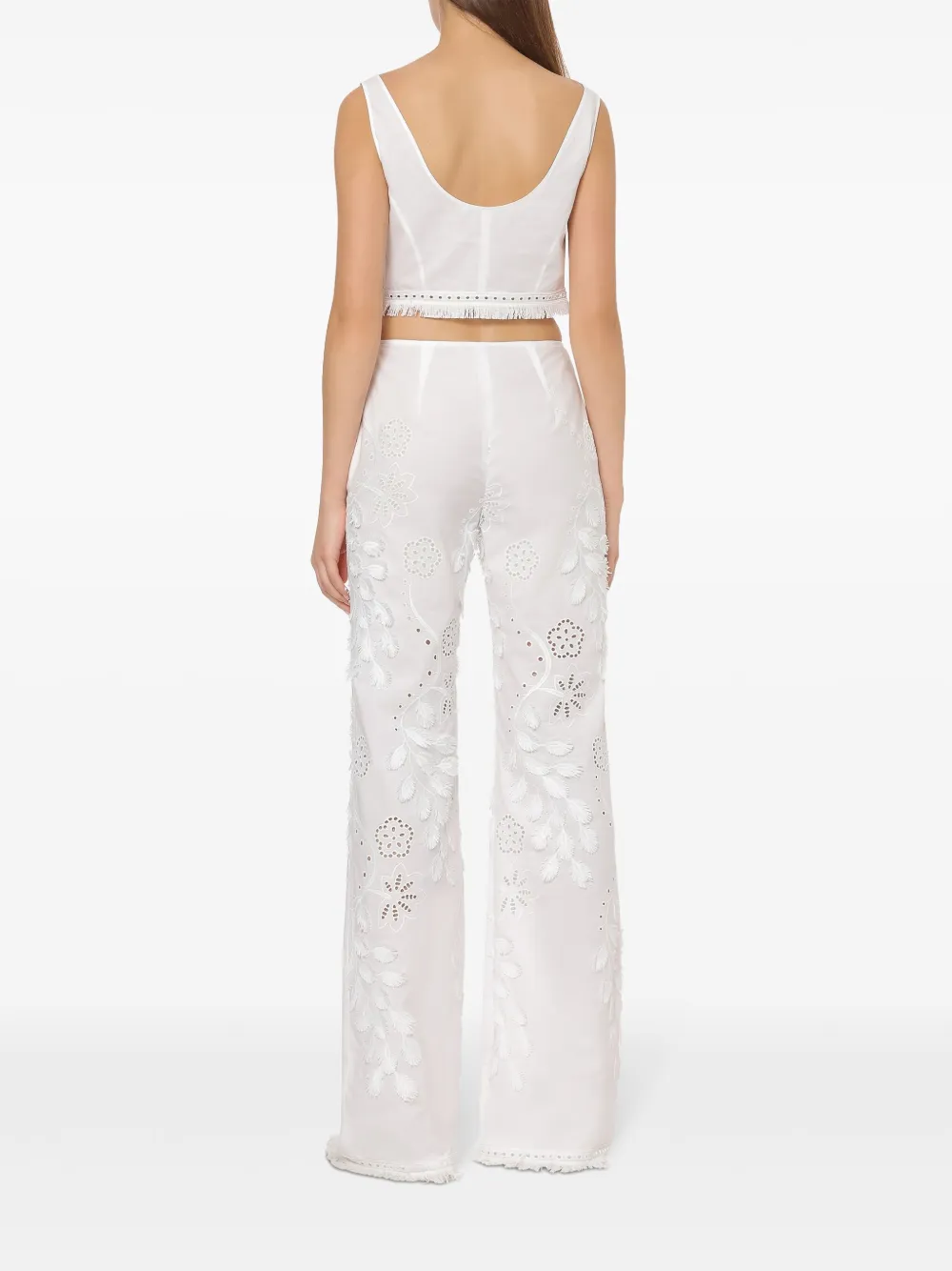 Alberta Ferretti Top met geborduurde bloemen Wit