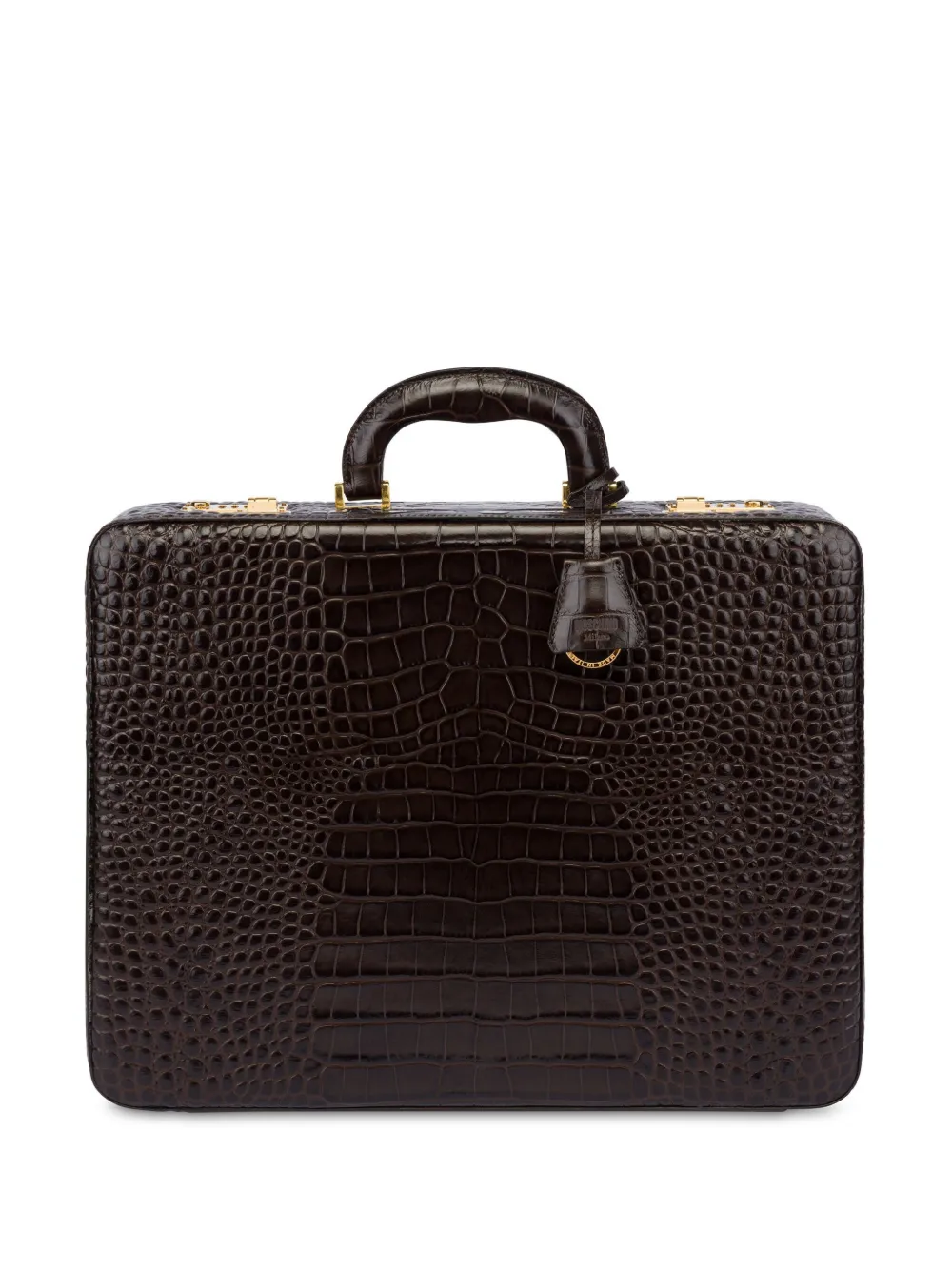 Moschino crocodile-effect briefcase | Brown | Image 1