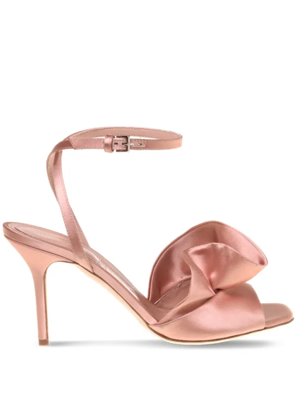 Alberta Ferretti Ruffled Satin Sandals Pink FARFETCH JO