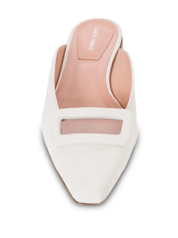 Alberta Ferretti Embellished Flat Mules White FARFETCH UZ