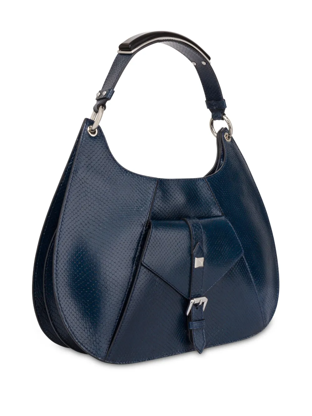 Alberta Ferretti Grote leren schoudertas Blauw