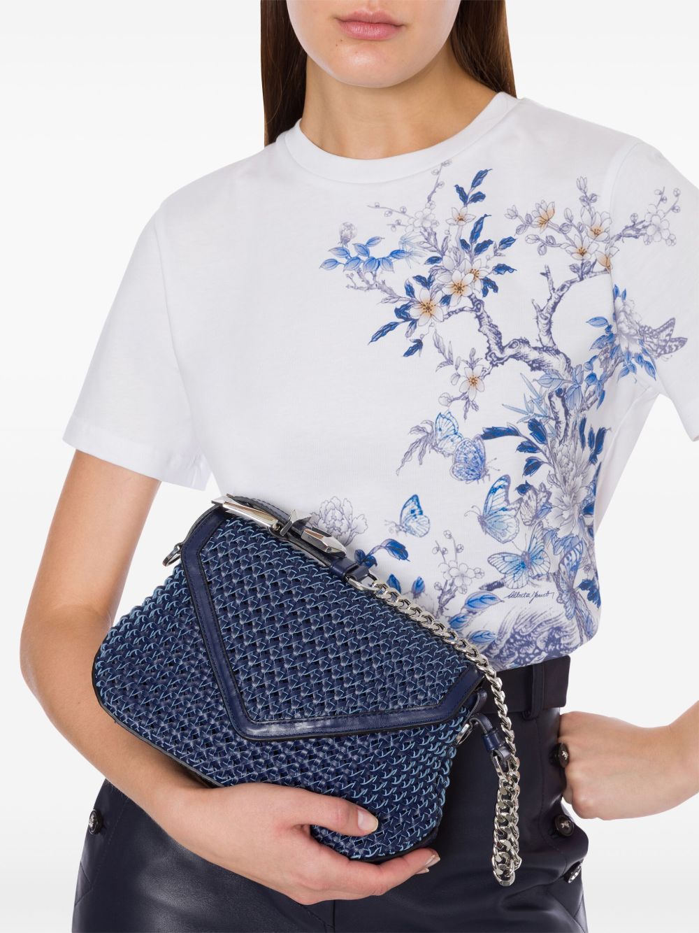 Alberta Ferretti Schoudertas met textuur - Blauw