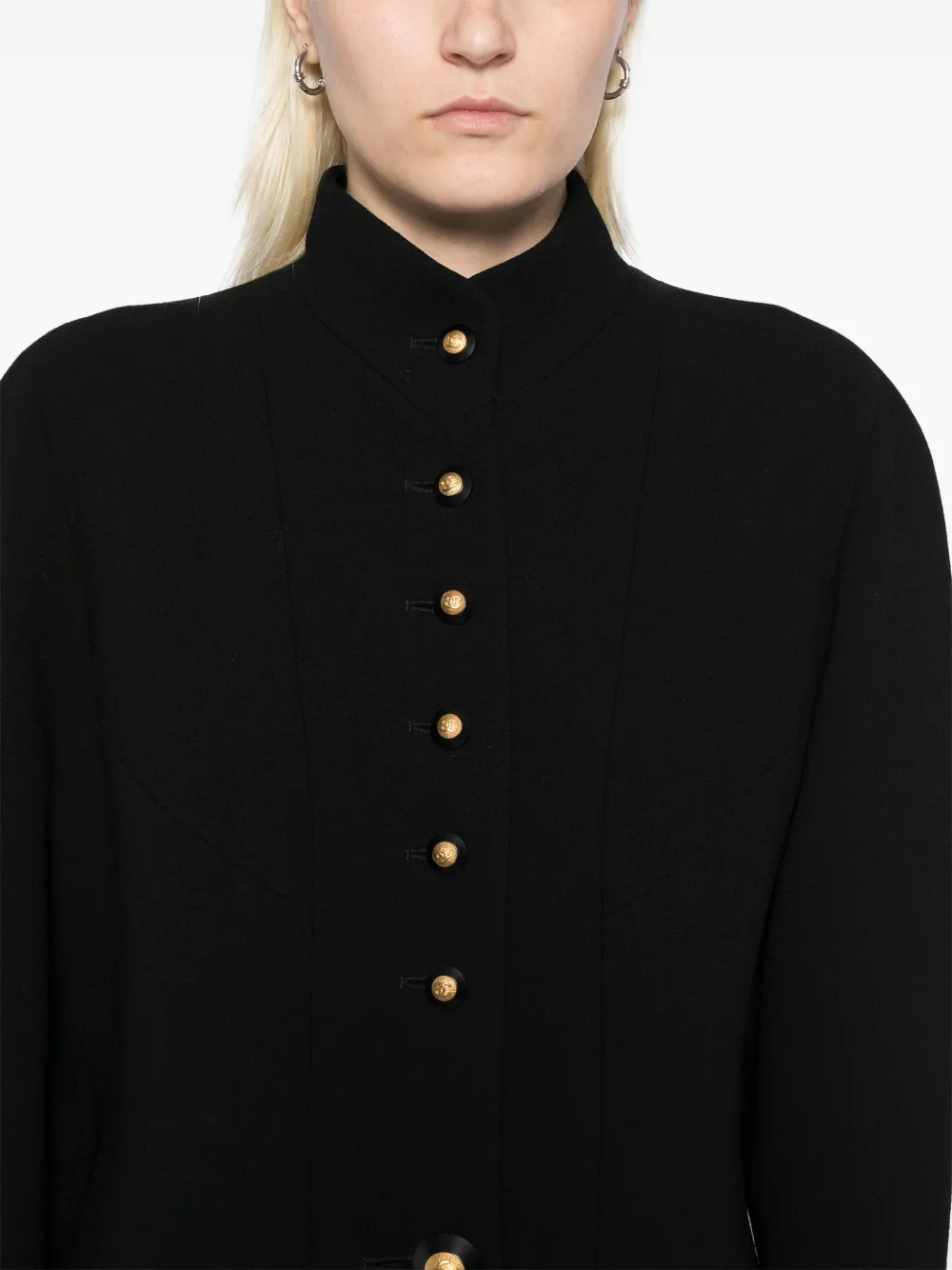 Pre-owned Chanel 1990s Coco Mark Button Jacket In Black