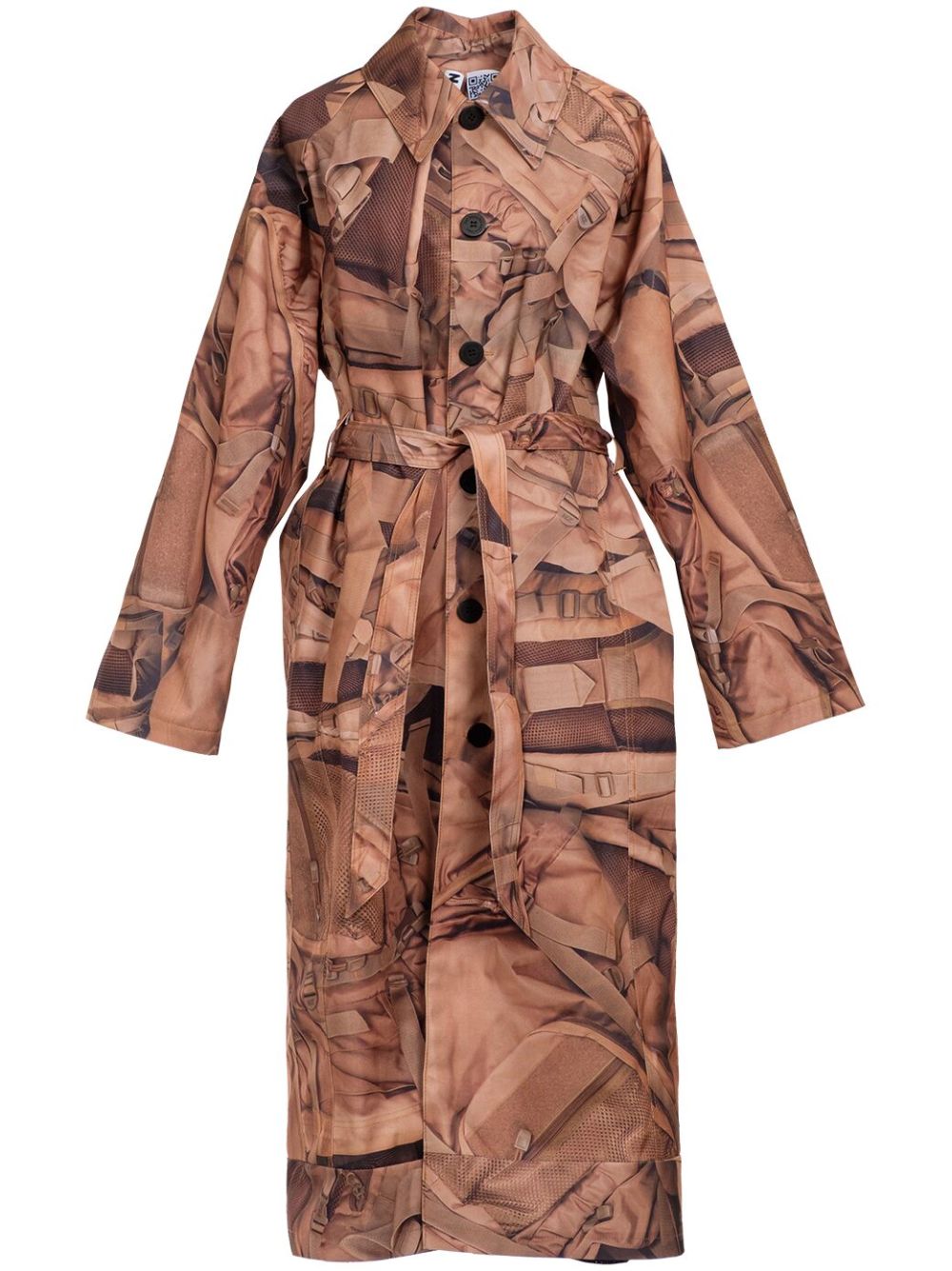 graphic-print trench coat