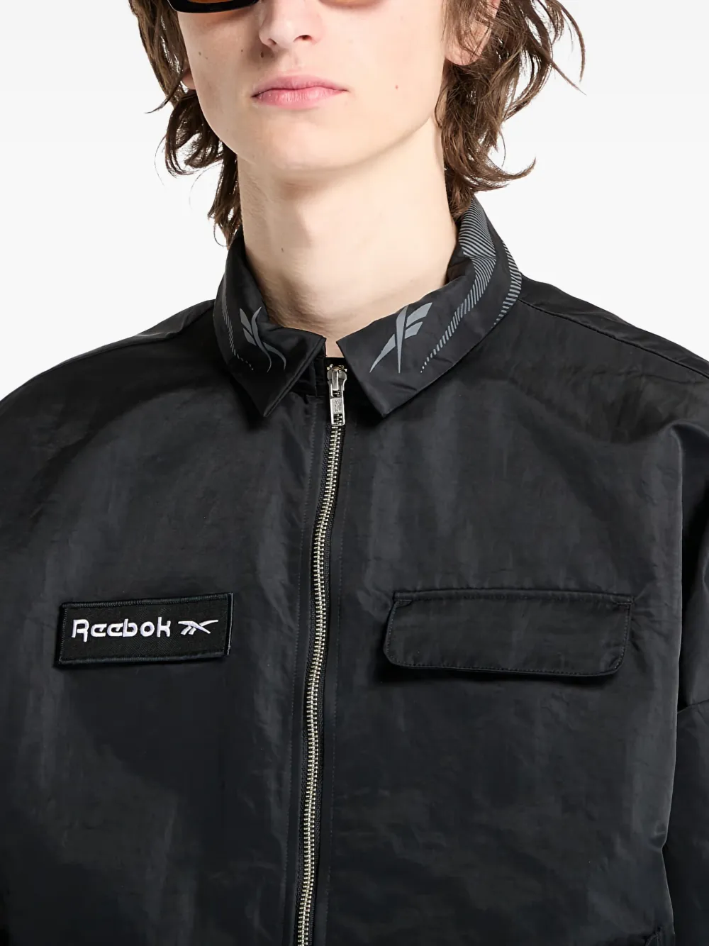 Reebok Uniform Zipped Overshirt In Black