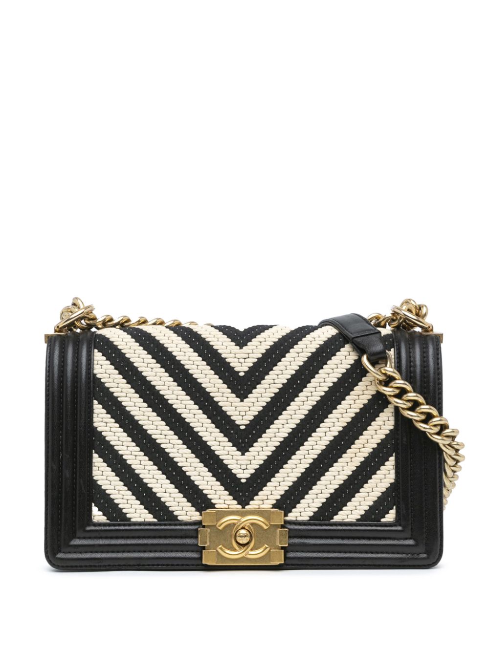 Affordable HOT SALE CHANEL 2016-2017 Medium Braided Chevron Cotton and Lambskin Boy Flap crossbody bag Women