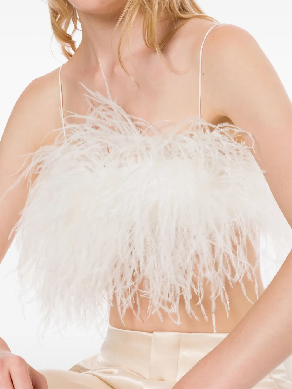 Philosophy Di Lorenzo Serafini Top verfraaid met veren Wit