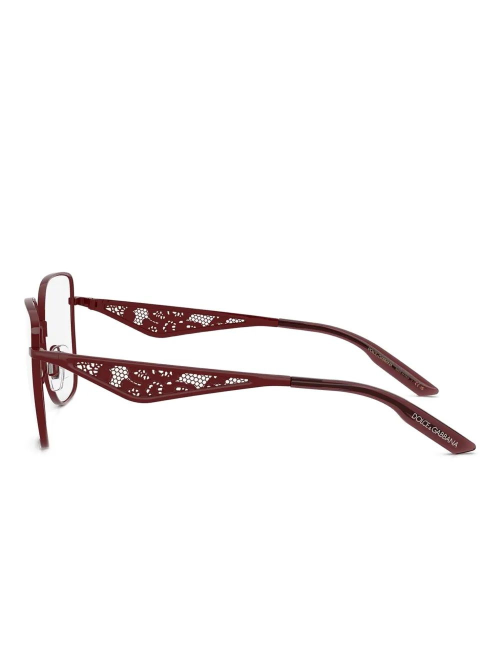 Dolce & Gabbana Eyewear Bril met geometrisch detail en kant Rood