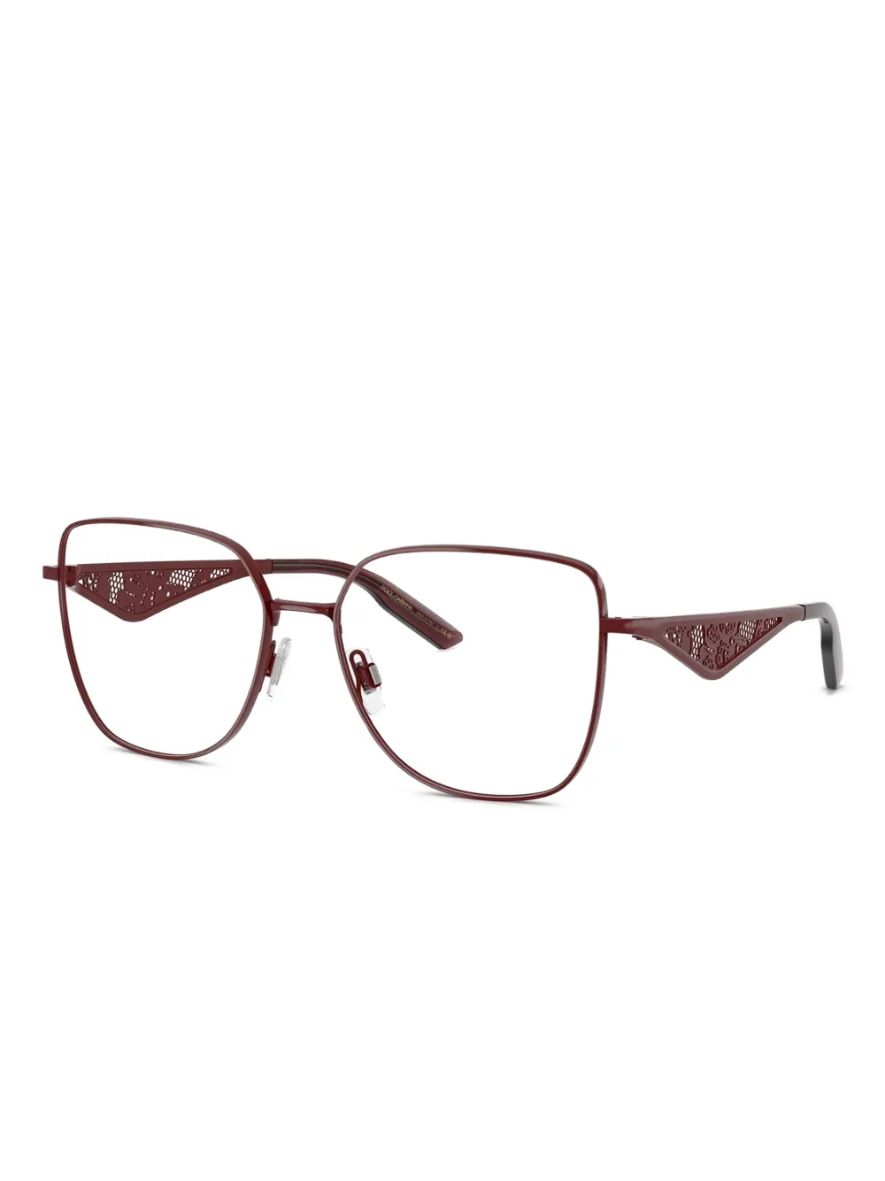 Dolce & Gabbana Eyewear Bril met geometrisch detail en kant Rood