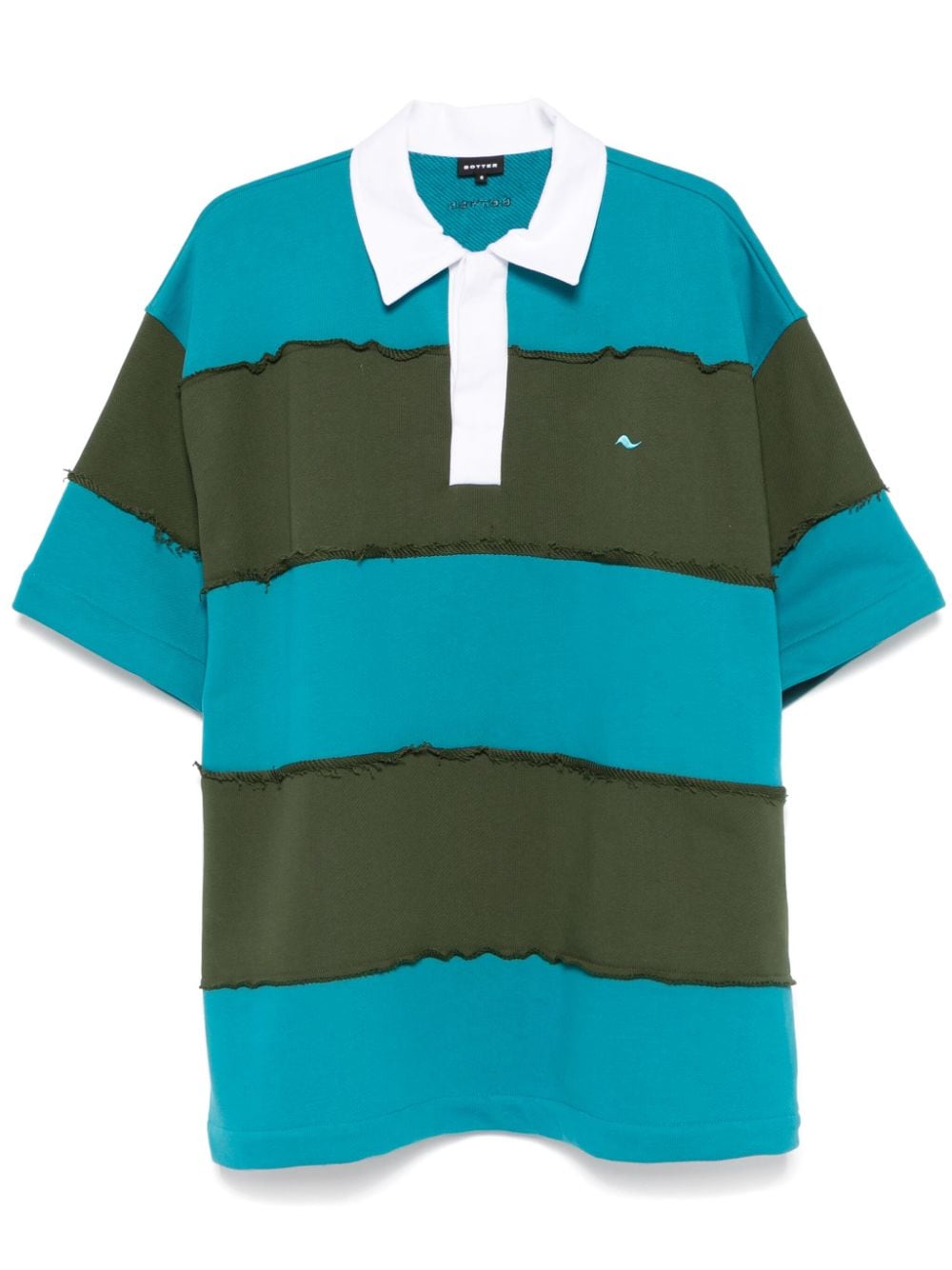 Shop Botter Striped Polo Shirt In Blue