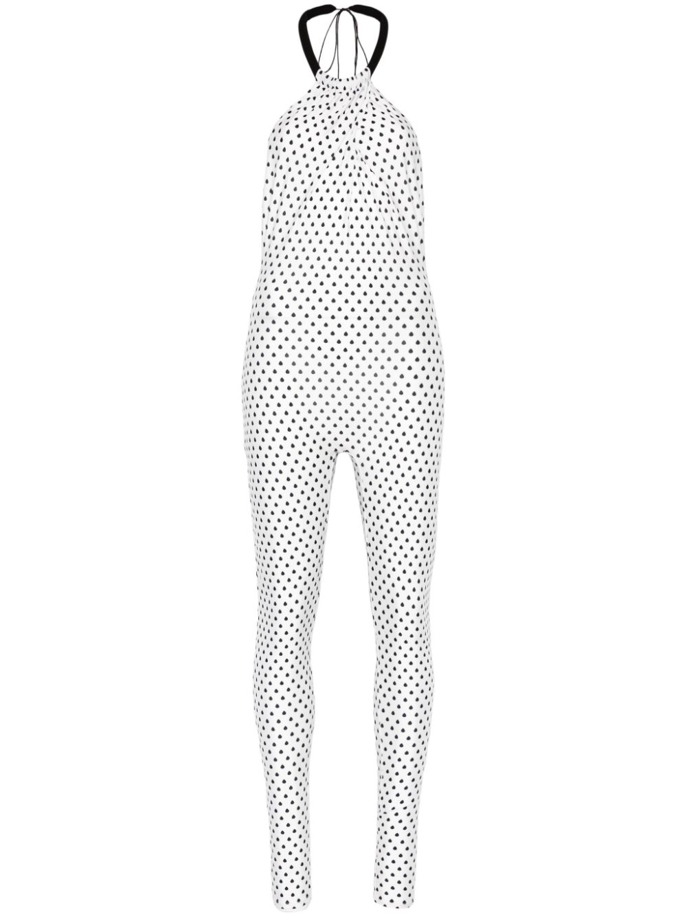 Shop Atu Body Couture Polka Dot Jumpsuit In 白色