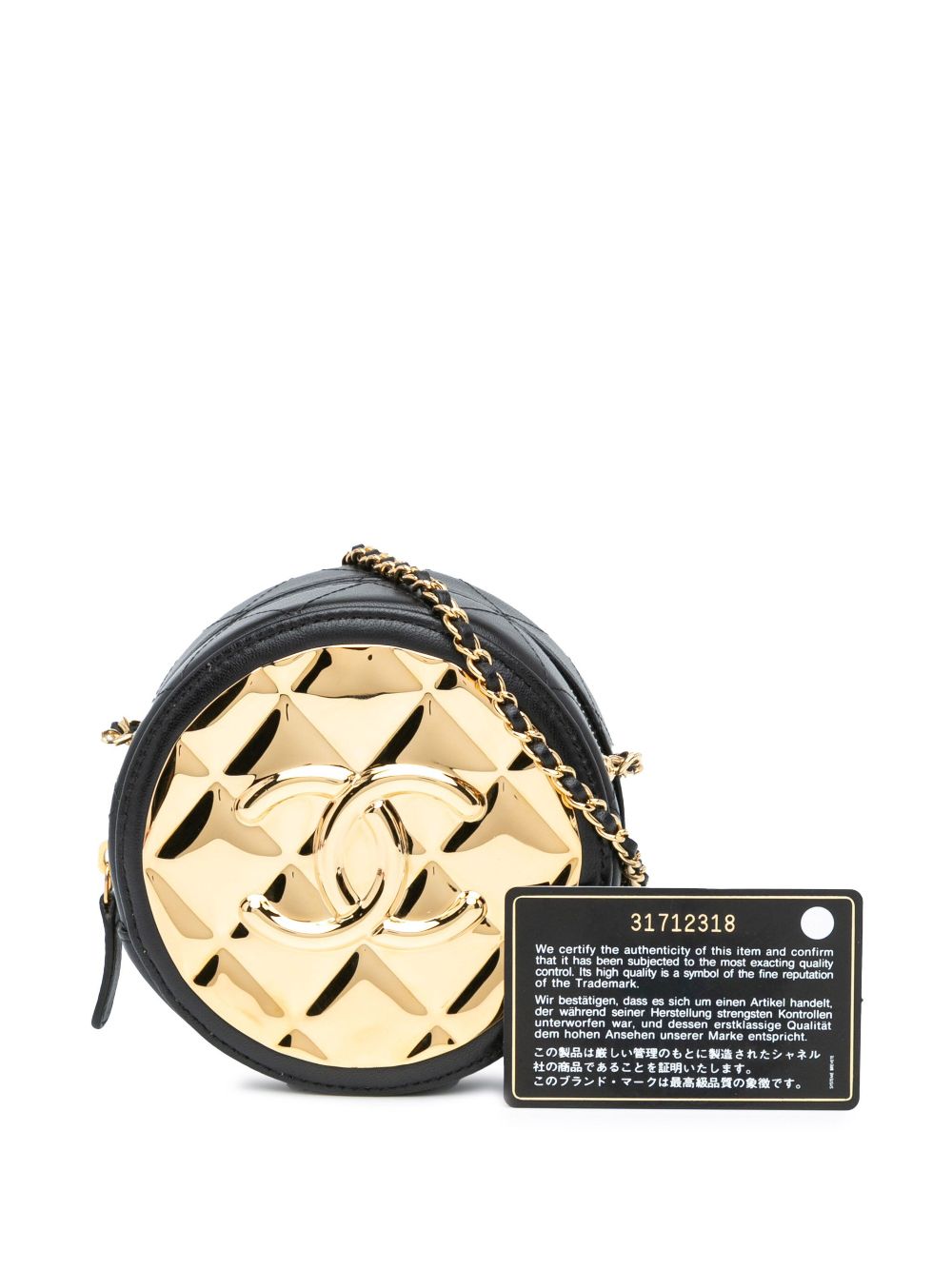 Cheap HOT SALE CHANEL 2021 Mini Lambskin Golden Plate Round Clutch with Chain crossbody bag Women