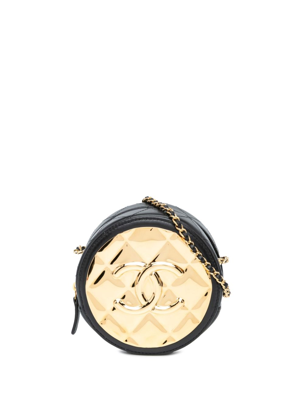 Cheap HOT SALE CHANEL 2021 Mini Lambskin Golden Plate Round Clutch with Chain crossbody bag Women