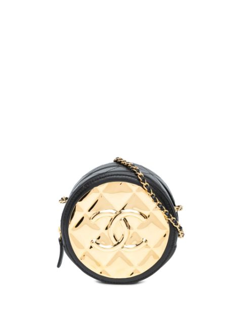 CHANEL 2021 Mini Lambskin Golden Plate Round Clutch with Chain crossbody bag Women