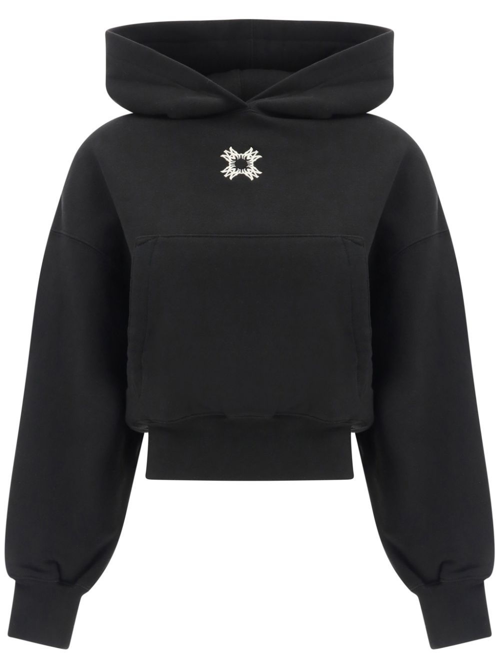 AMIRI logo-embroidered cropped hoodie - Black