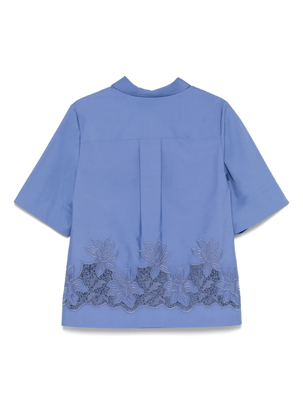 P.A.R.O.S.H. Shirt met geborduurde bloemen - Blauw