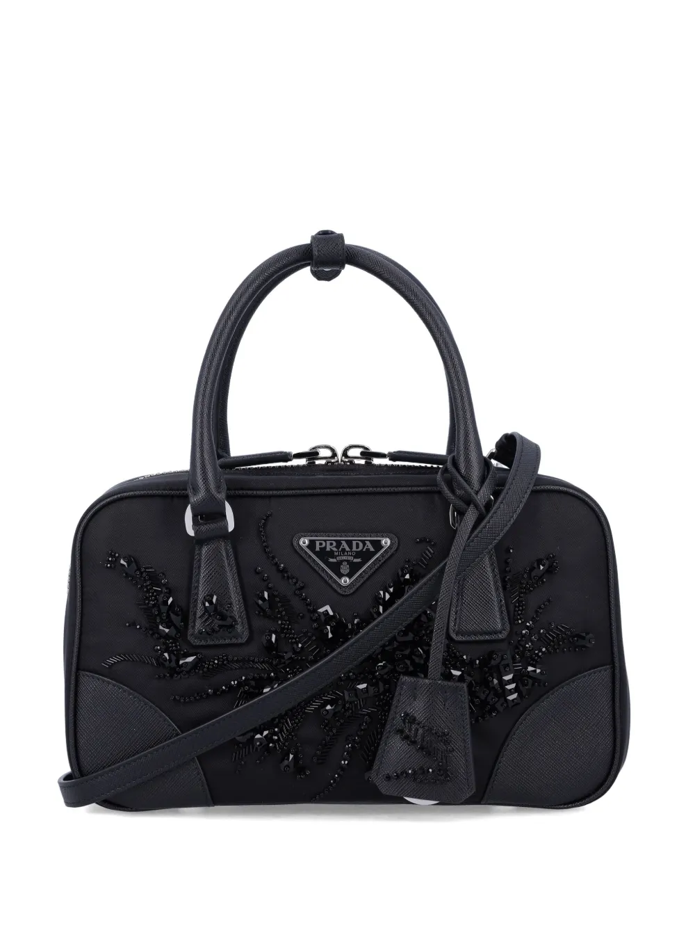 Prada embroidered detailing mini bag – Black