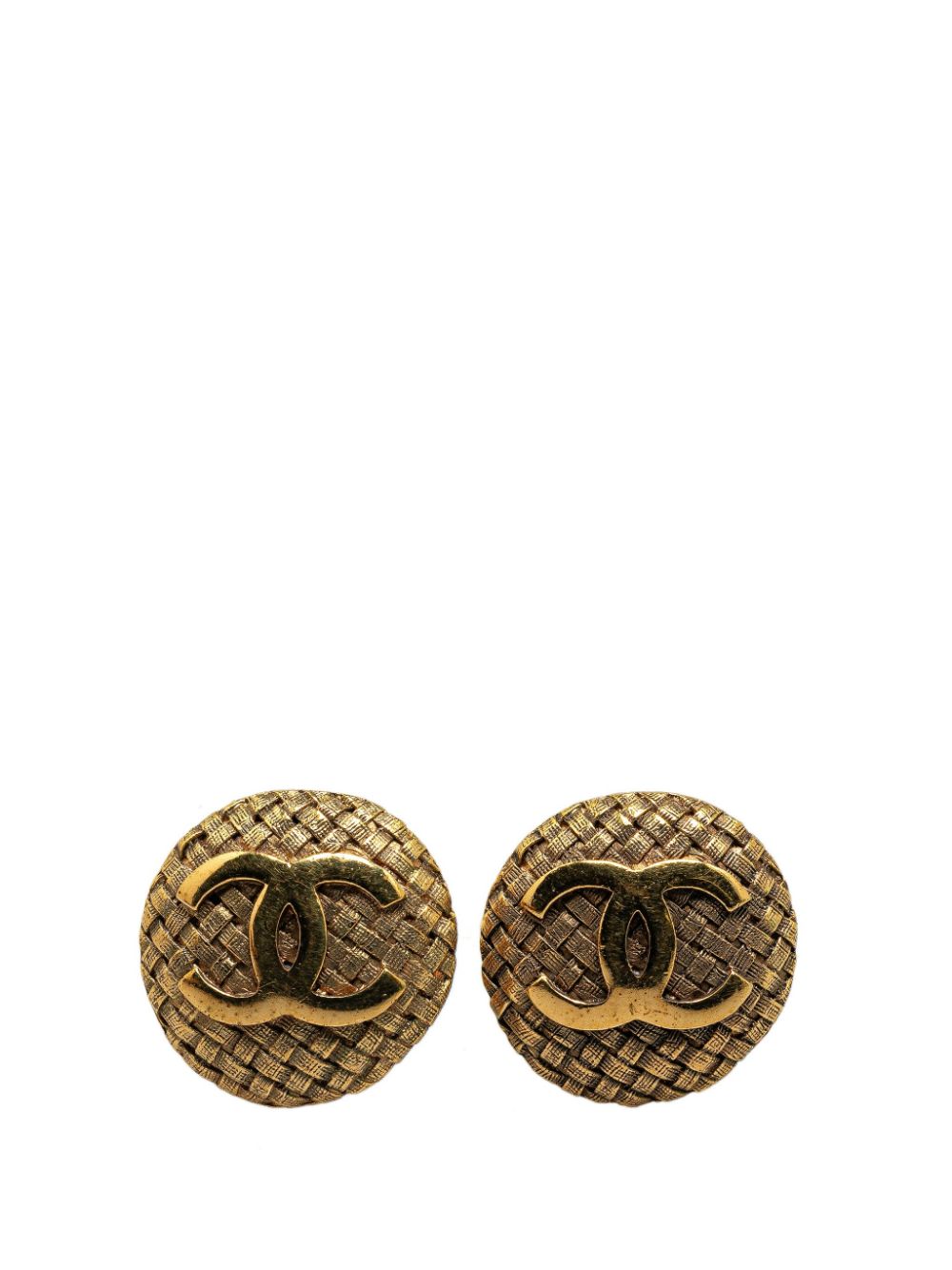 CHANEL Pre-Owned 1980-1990 Gold Plated CC Clip-On costume earrings