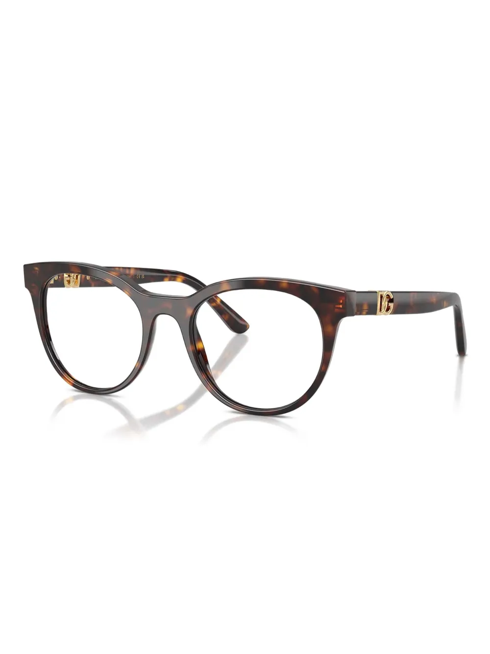 Dolce & Gabbana Eyewear tortoiseshell-pattern round-frame glasses Bruin