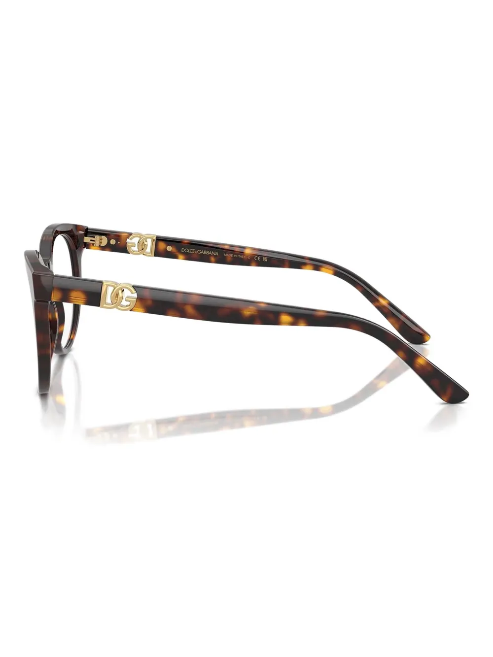Dolce & Gabbana Eyewear tortoiseshell-pattern round-frame glasses Bruin