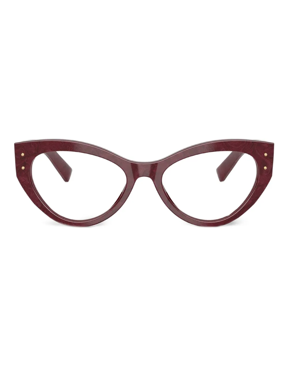 Dolce & Gabbana Eyewear Bril met cat-eye montuur en kanten print 3442 Bordeaux Lace