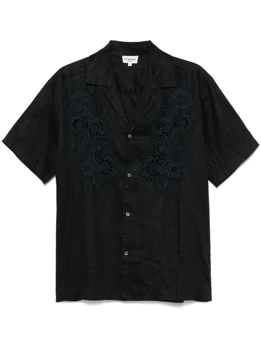 guipure lace-panel shirt