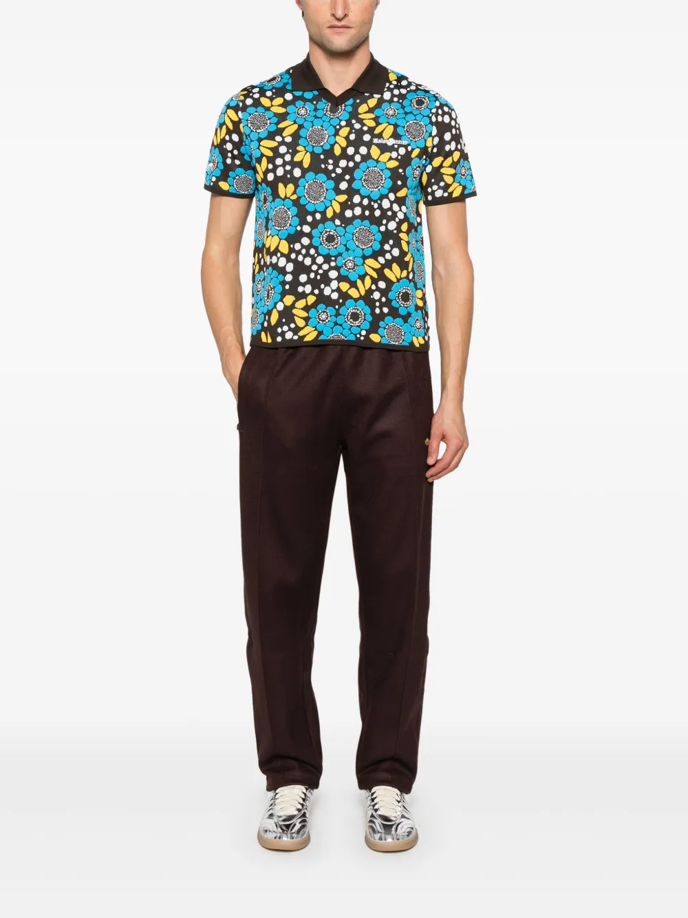 adidas Poloshirt met bloemenprint Blauw