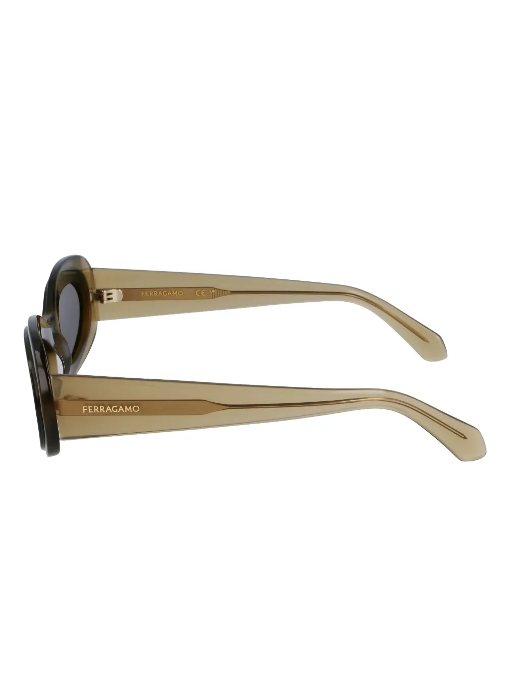 Ferragamo Eyewear Zonnebril met ovalen montuur Groen