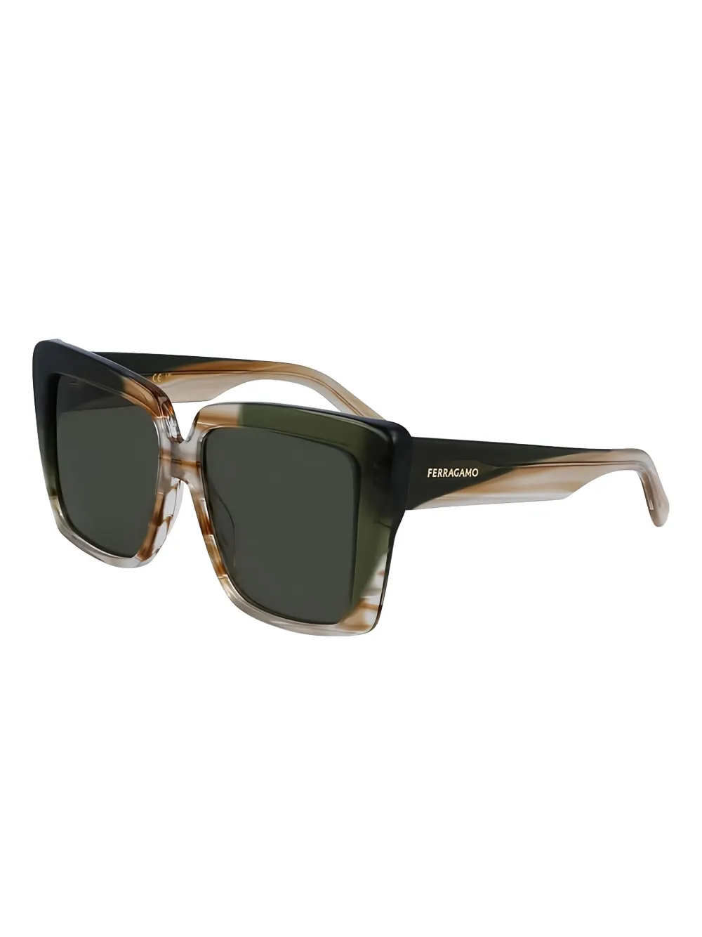 Ferragamo Eyewear striped cat-eye sunglasses - Groen
