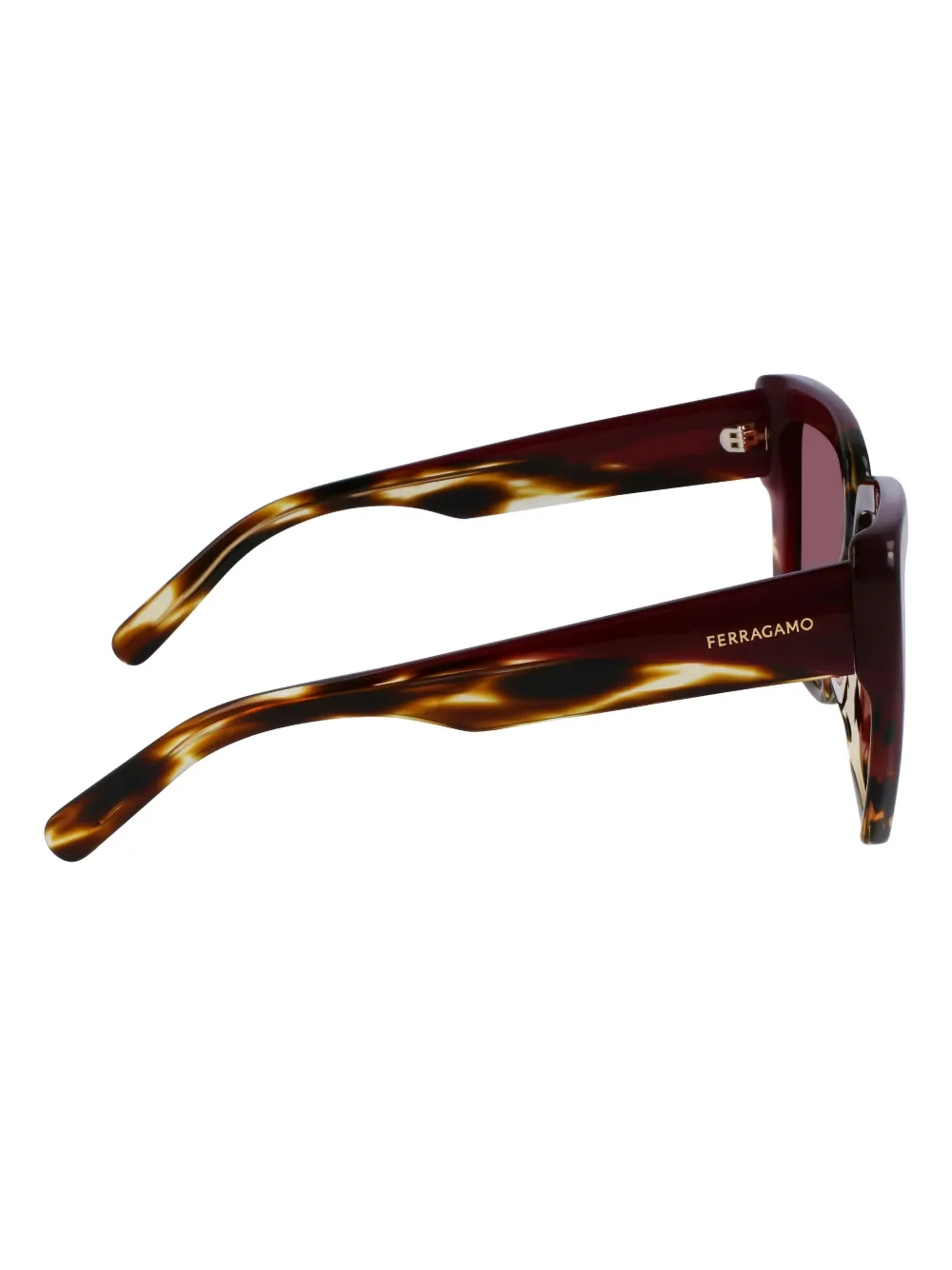 Ferragamo Eyewear Zonnebril met vierkant montuur en schildpadschild design Bruin