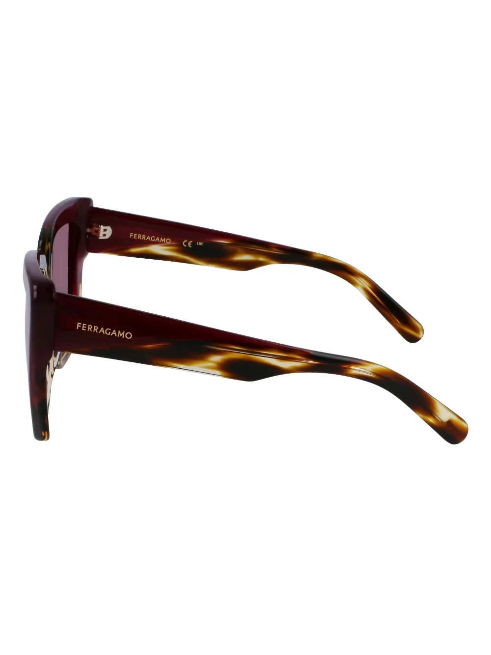 Ferragamo Eyewear Zonnebril met vierkant montuur en schildpadschild design Bruin