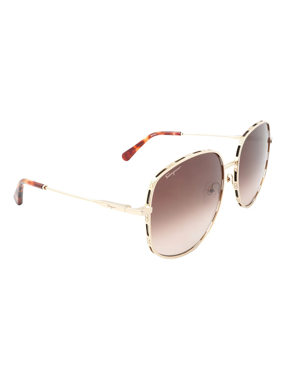 Ferragamo Eyewear Zonnebril met rond montuur - Goud
