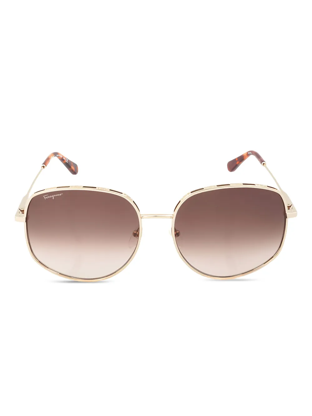 Ferragamo Eyewear ラウンドフレーム サングラス - ゴールドトーン Ferragamo Eyewear ラウンドフレーム サングラス - ゴールドトーン