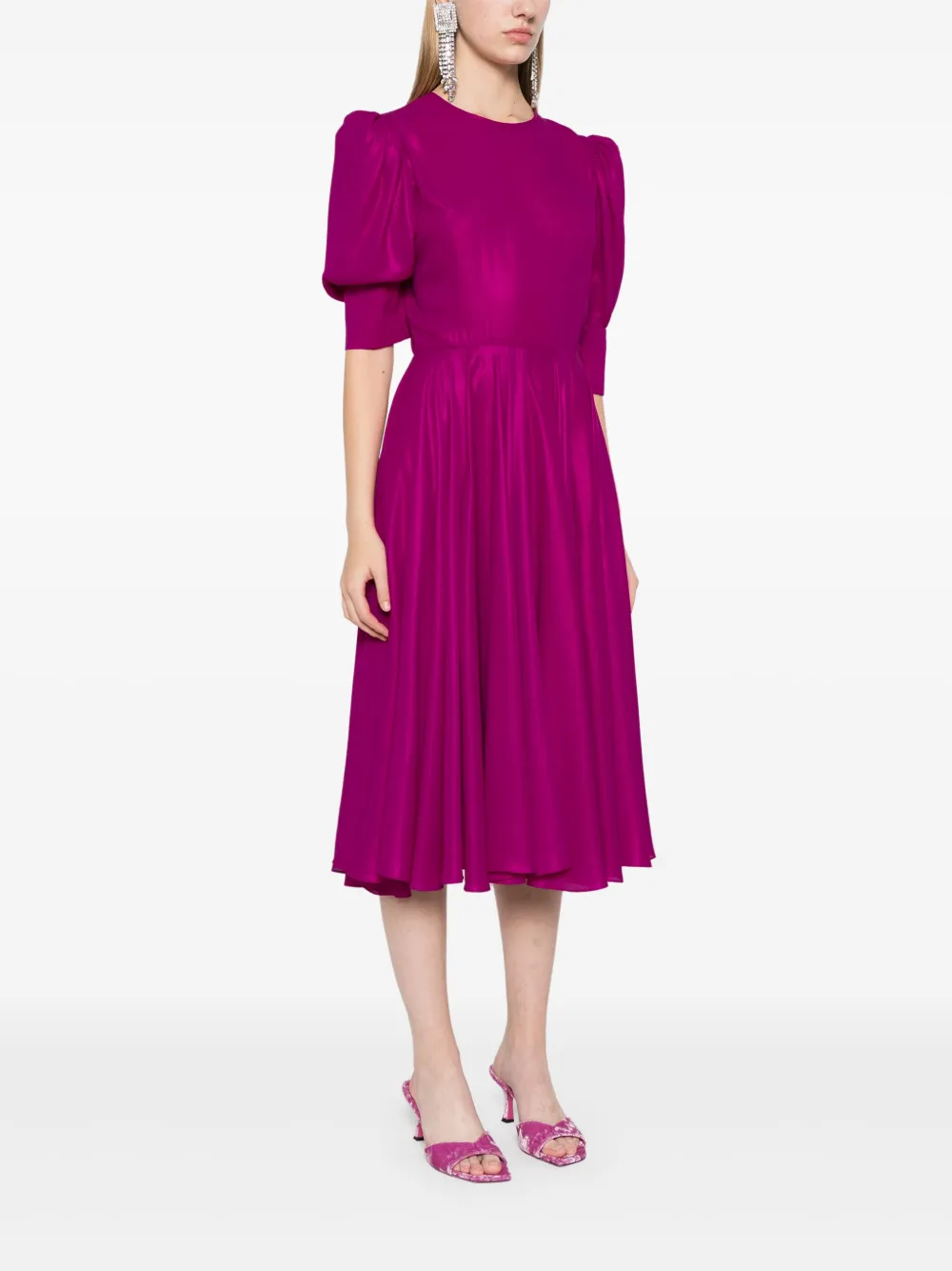 Parlor Metallic midi-jurk Roze