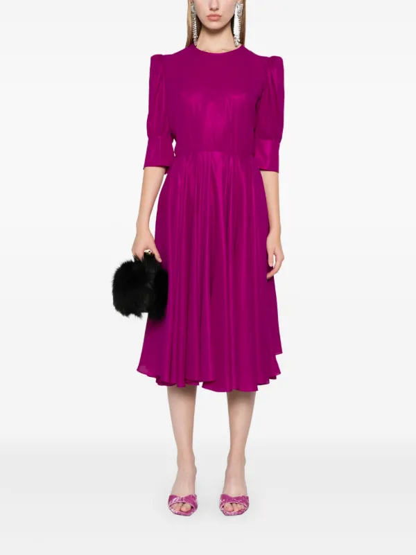 knee length dresses for ladies Always Devotion Crochet Midi Dress in Pink Metallic main image 0